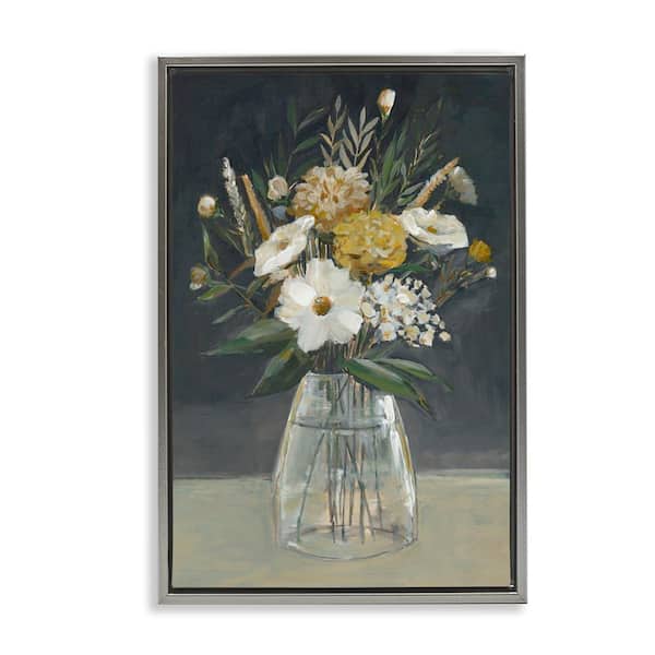 Stupell Industries Earthy Blooms Still Life by Hannah Dawson Gray Floater Frame Nature Graphic Art Print 25 in. x 17 in.