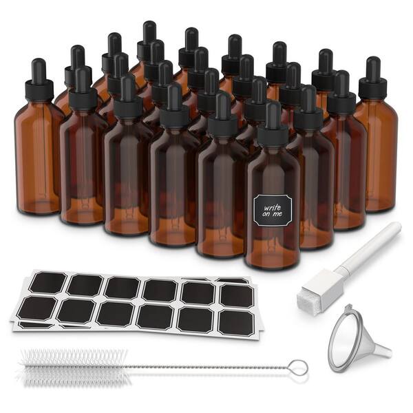 Nevlers Pack of 24, 4 oz. Leakproof Amber Glass Dropper Bottles
