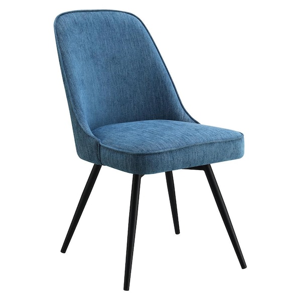 Martel Swivel Chair in Navy Herringbone with Black Legs