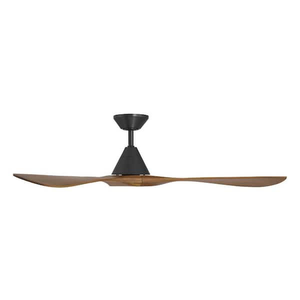 Carve 60 in. Smart Indoor/Outdoor Matte Black/Distressed Koa Standard Ceiling Fan and Remote