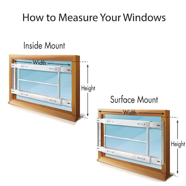 Removable 29 in. to 42 in. Adjustable Width 8-Bar Window Guard, White