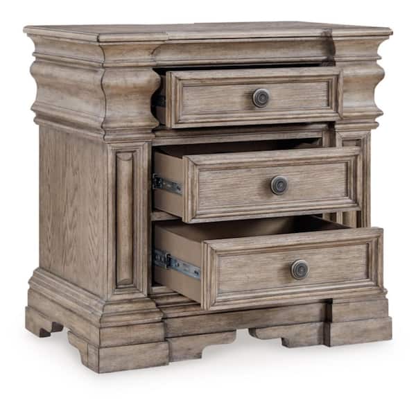 Blairhurst Light Grayish Brown 3 Drawer 29 in. W Nightstand with USB Charging Ports