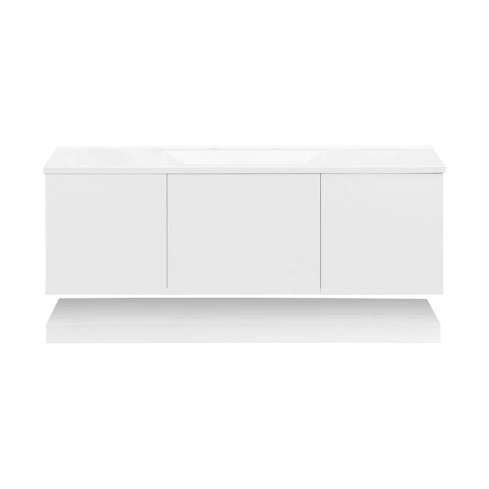 48 in. W Wall-Mounted MDF Single Sink Bathroom Vanity with 3 Drawers Open Shelf and Composite Top in White price history on PriceWatchPro