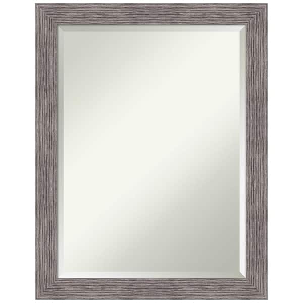 Medium Rectangle Pinstripe Plank Grey Beveled Glass Casual Mirror (27.5 in. H x 21.5 in. W)