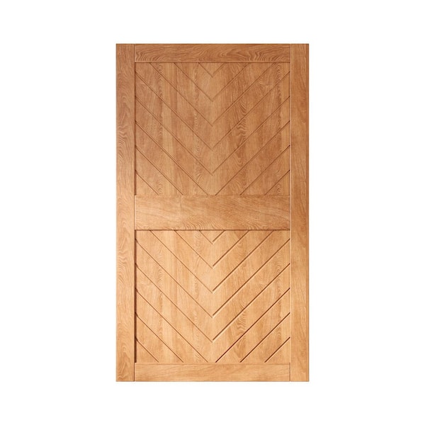 JT3 48 in. x 84 in. C-Panel Solid Core Early American Fishbone Design Pine Wood Interior Sliding Barn Door Slab