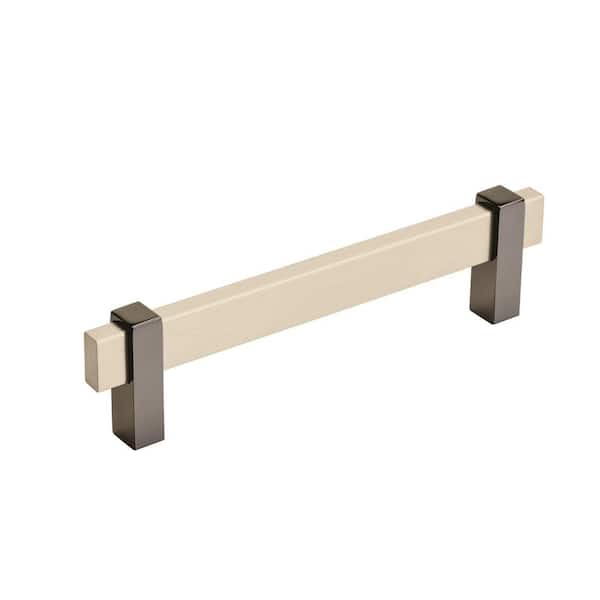 Amerock Mulino 5-1/16 in. (128mm) Modern Silver Champagne/Black Nickel Bar Cabinet Pull