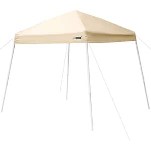 8 ft. x 8 ft. Beige Outdoor Slant Leg Easy Pop Up Canopy