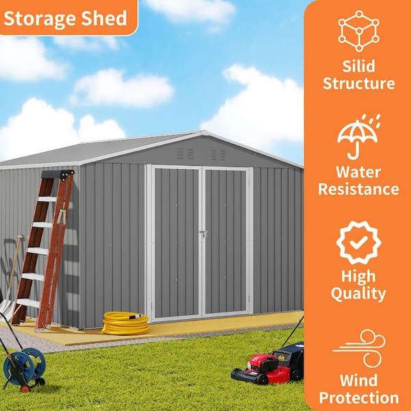 ToolCat 10 ft. W x 8 ft. D Outdoor Metal Storage Shed with
