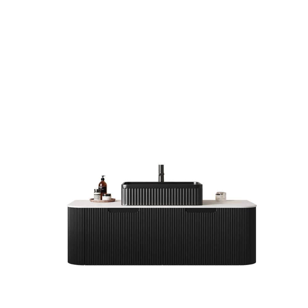 48 in. W x 19 in. D x 20 in. H Floating Bath Vanity in Black with White Sintered Stone Top price history on PriceWatchPro