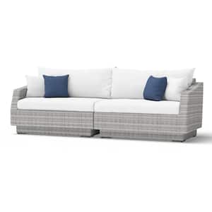 Cannes 2-Piece All-Weather Wicker Patio Sofa with Sunbrella Bliss Ink Cushions