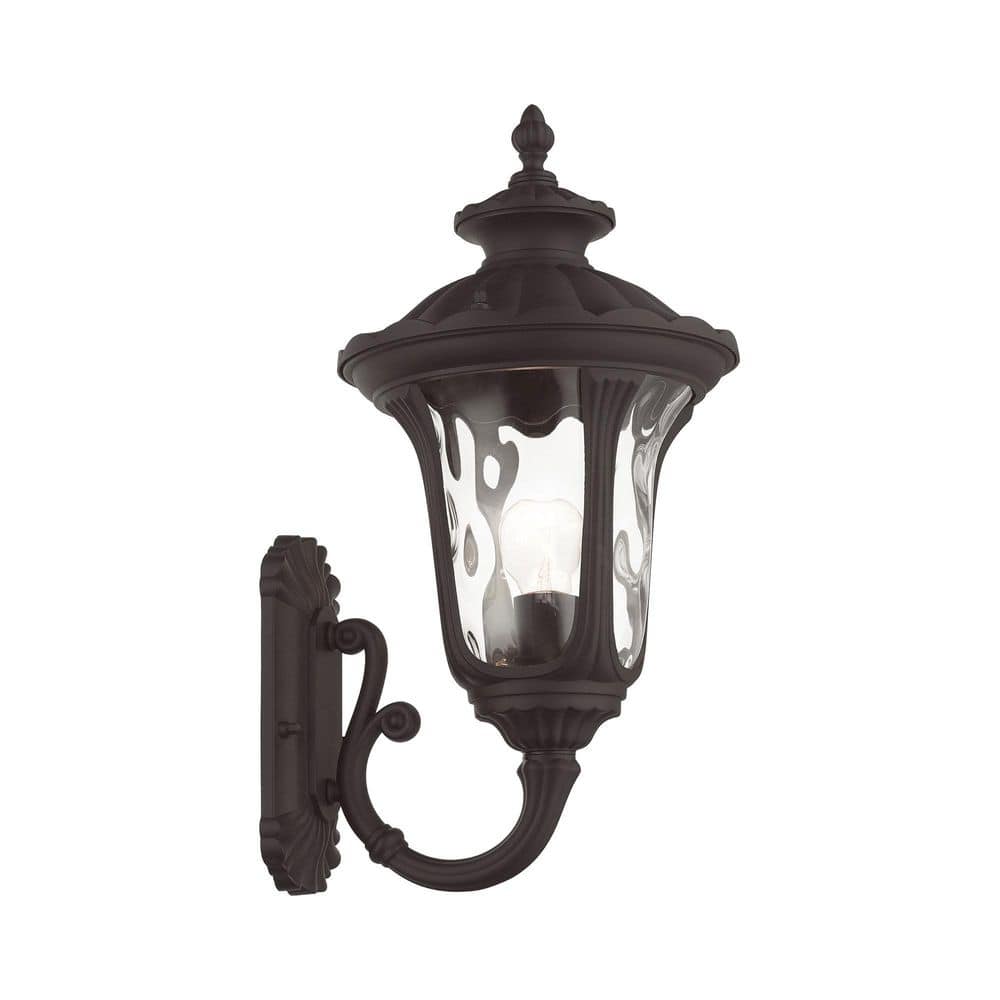 Elegant Oxford Bronze Outdoor Lantern with Clear Water Glass