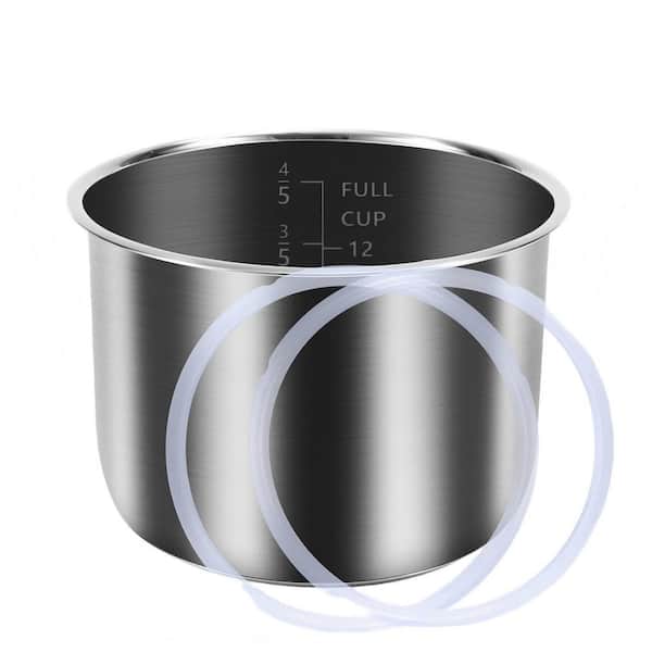 6 qt. Stainless Steel Inner Pot with with 2 Sealing Ring Replacement for InstaPot Cooking Pot
