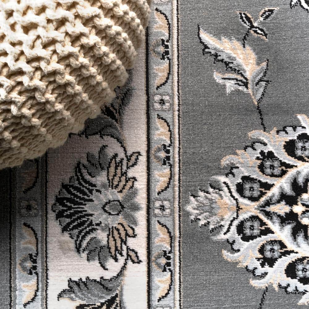 Cherie French Cottage Gray/Cream Synthetic Runner Rug