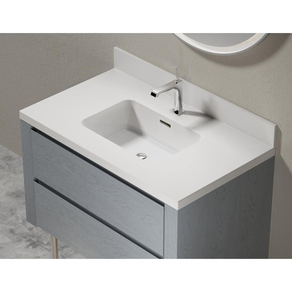 37" White Stone Vanity Top with Integrated Basin