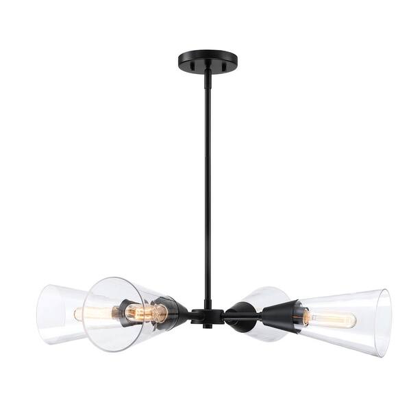 Designers Fountain - Norro 4-Light Matte Black Modern Geometric Chandelier for Dining Areas with No Bulbs Included