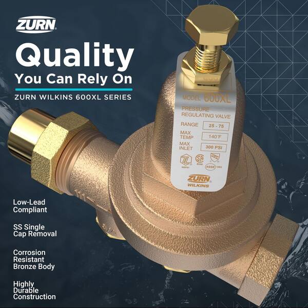 Wilkins 1-1/4 in. 600XL Pressure Reducing Valve with spring range