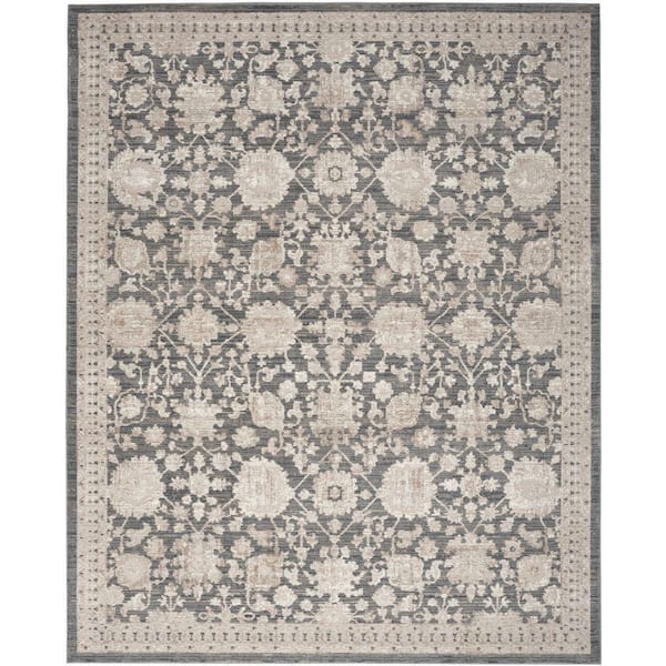 Nourison Renewed Charcoal 8 ft. x 10 ft. Distressed Traditional Area Rug