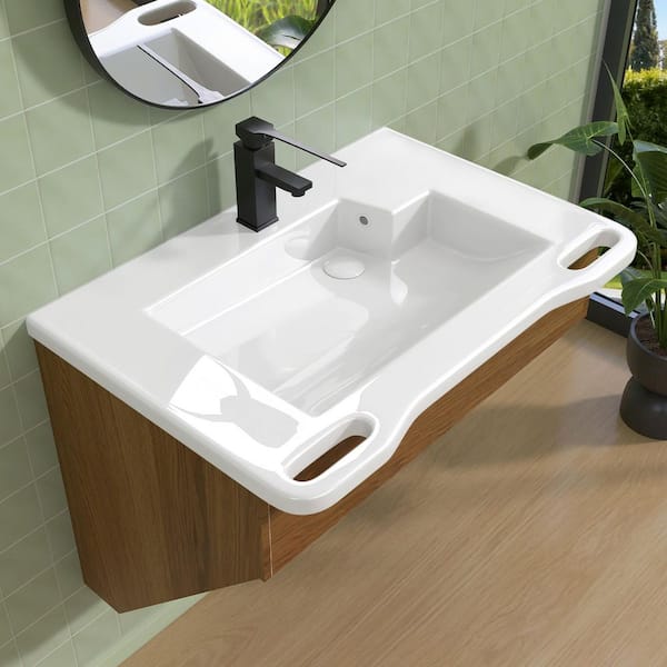 Zeafive 31.5 in. ADA Compliant Ceramic Sink Wall-Hung Accessible