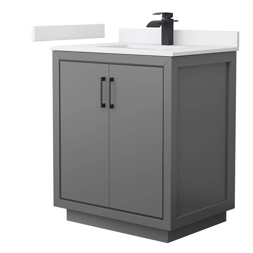 Icon 30 in. W x 22 in. D x 35 in. H Single Bath Vanity in Dark Gray with White Cultured Marble Top price history on PriceWatchPro