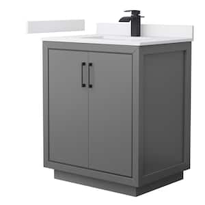 Icon 30 in. W x 22 in. D x 35 in. H Single Bath Vanity in Dark Gray with White Cultured Marble Top