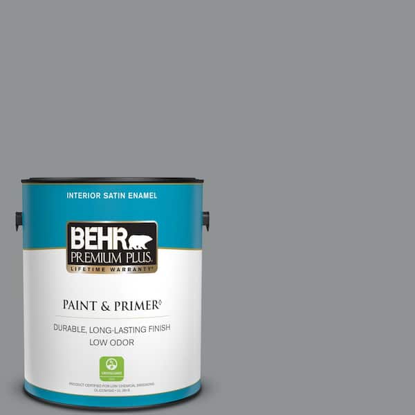 BEHR PREMIUM PLUS 1 gal. #770F-4 Gray Area Satin Enamel Low Odor Interior Paint & Primer