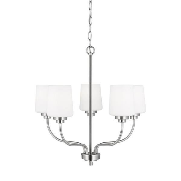 Sea Gull Lighting Windom 5 Light Brushed Nickel Hanging Chandelier With Alabaster Glass Shades 3102805 962 Sea Gull Lighting Windom 5 Light, 3 Light Brushed Nickel Chandelier With Alabaster Glass Shade