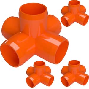 1-1/4 in. Furniture Grade PVC 5-Way Cross in Orange (4-Pack)