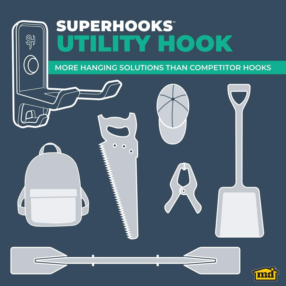 White Plastic Dual Utility Hook with Screws