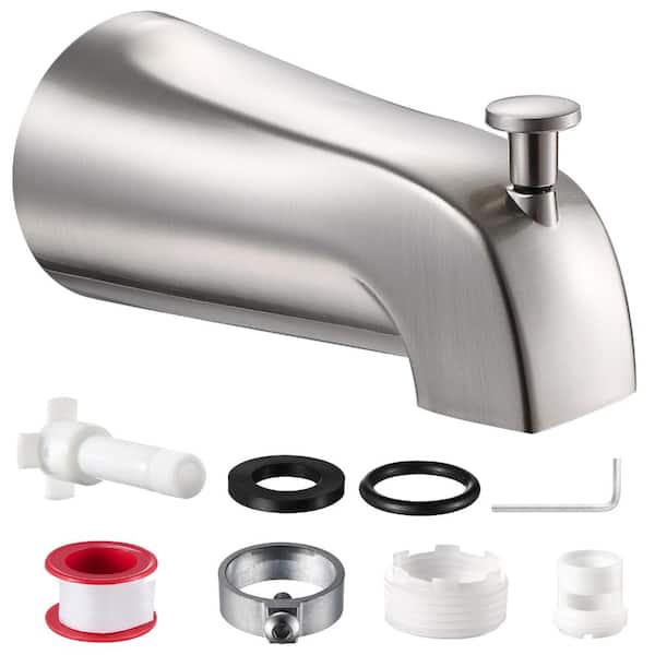 Brushed Nickel Metal Tub Spout with Diverter for 1/2 in Slip-Fit and IPS Connections