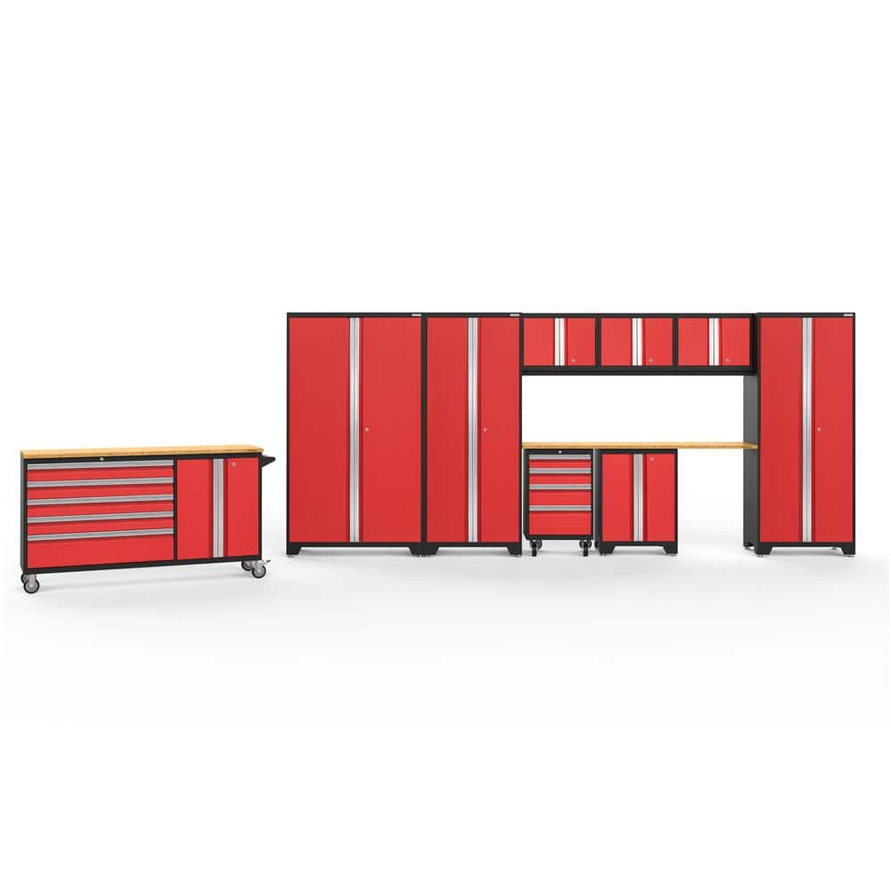 Bold Series 10-Piece 24-Gauge Steel Garage Storage System in Deep Red (236 in. W x 77 in. H x 18 in. D) -  NewAge Products, 56461