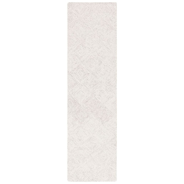 Abstract 2 ft. x 9 Gray/Ivory Geometric Runner Rug