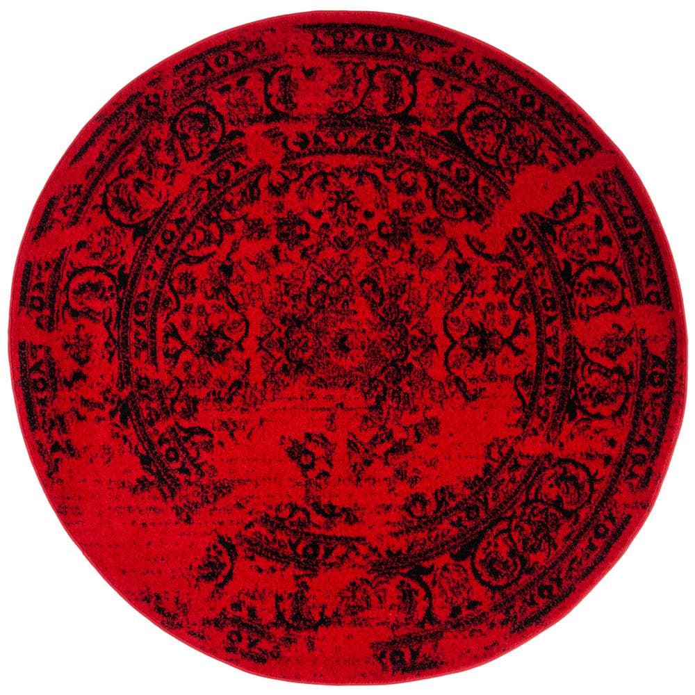 Adirondack Red/Black 4 ft. x 4 ft. Round Floral Border Area Rug price history on PriceWatchPro