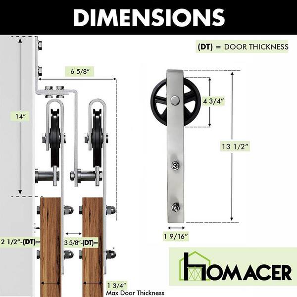 HOMACER 4.5 ft./54 in. Brushed Nickel Double Track Bypass Z