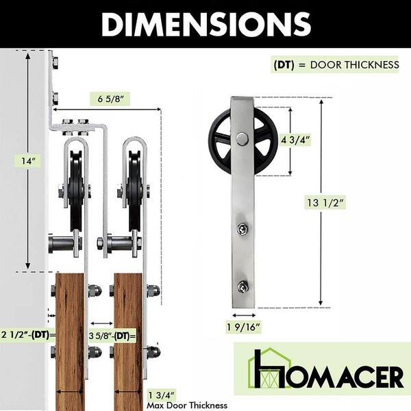 HOMACER 9 ft./108 in. Brushed Nickel Double Track Bypass Z-Shape