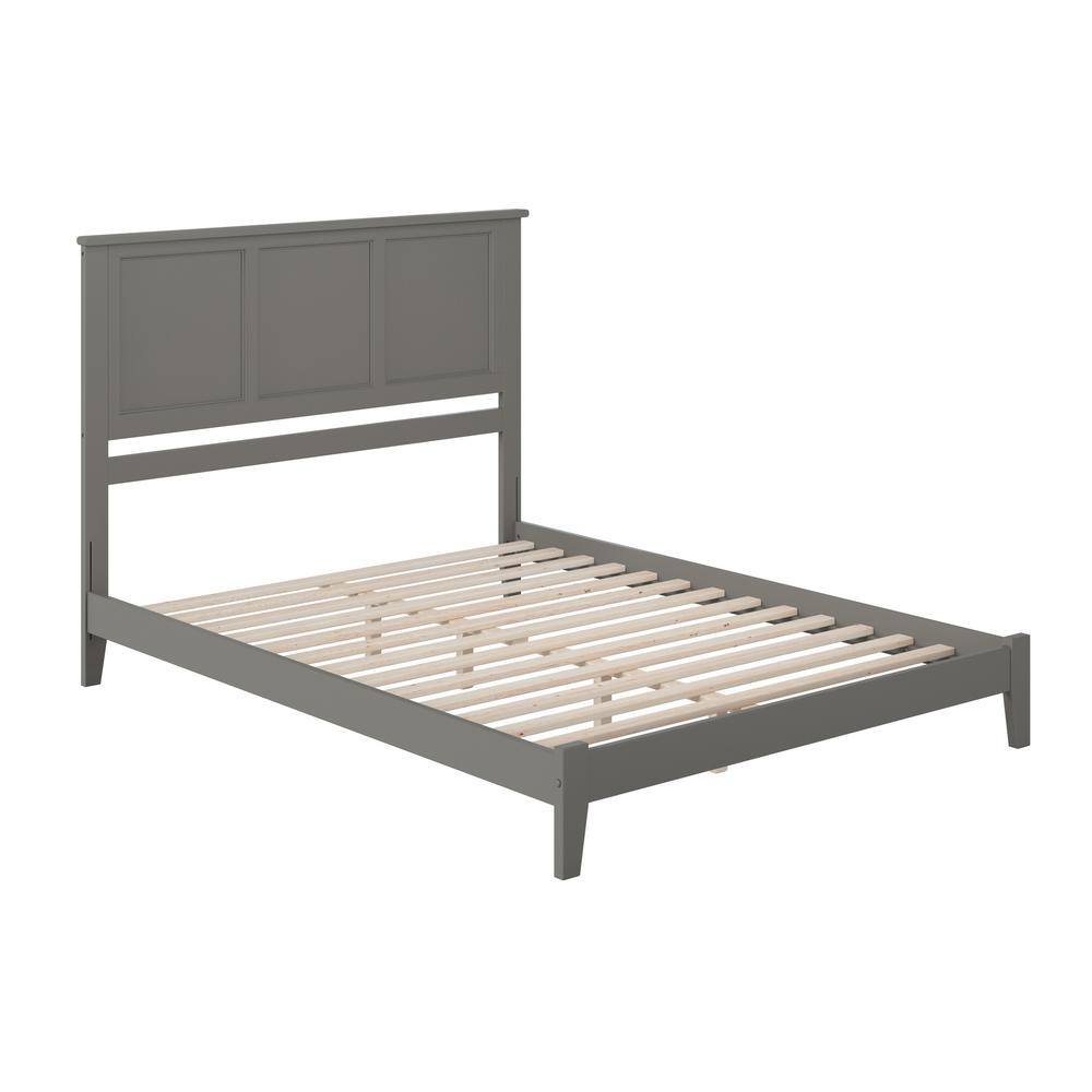 Madison Gray Queen Upholstered Wood Platform Bed with Headboard