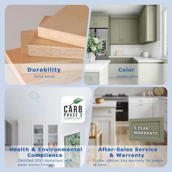 3.1 in. W x 5.9 in. D x 13 in. H in Sage Green Shaker Kitchen Cabinet Corbel