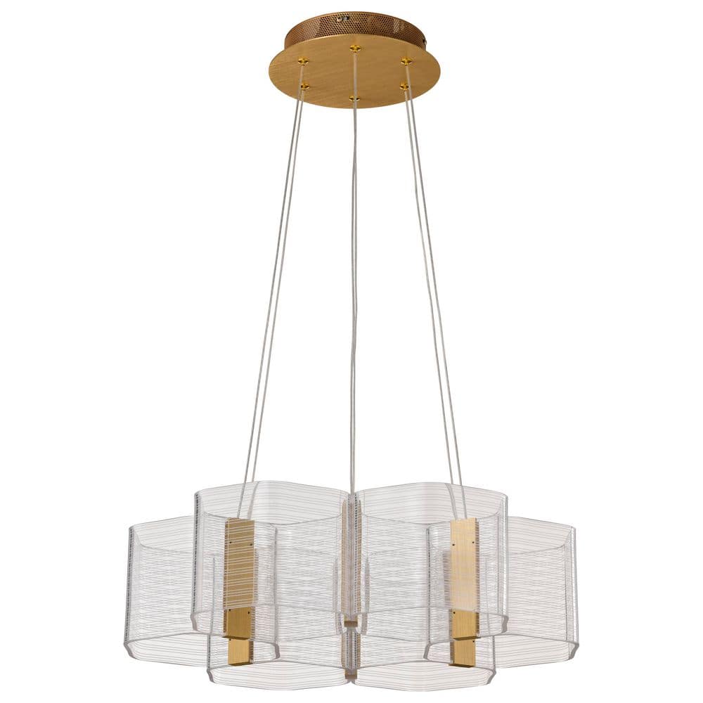 Kenzo 6-Light 3000K Dimmable Integrated LED Polished Anodized Bronze Contemporary Chandelier with Clear Acrylic Panels price history on PriceWatchPro