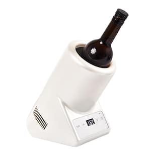 110V AC/12V DC Cellar Cooling Unit 5.3 in. Single Bottle Wine-Champagne-Water Chiller Thermo-Electric in White