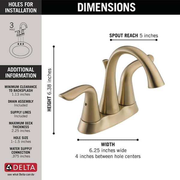 Delta Lahara 4 In Centerset 2 Handle Bathroom Faucet With Metal Drain Assembly In Champagne Bronze 2538 Czmpu Dst The Home Depot