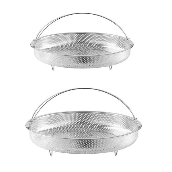 2-Pack Stainless Steel Steamer Basket with Dual Handles for Dumplings and Vegetables in Large Pots