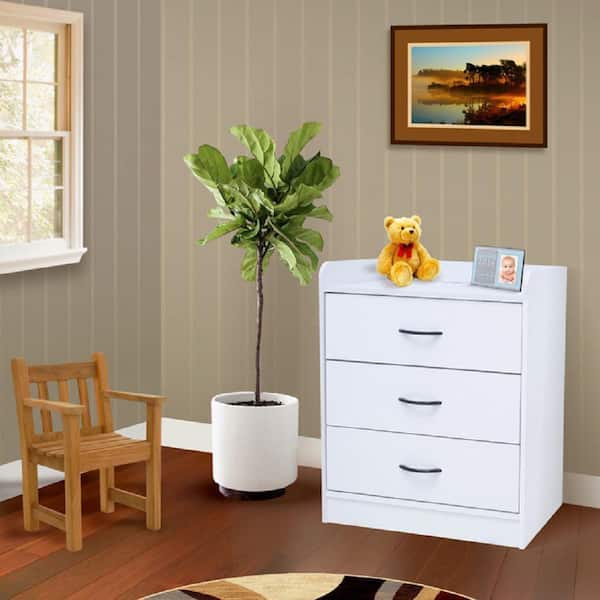 Signature Home White Finish 3-Drawer ,15.5 in. W Chest of Drawers