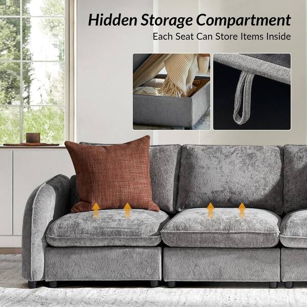 JAYDEN CREATION Felix 136 in. 3-piece Polyester Sectional Sofa in