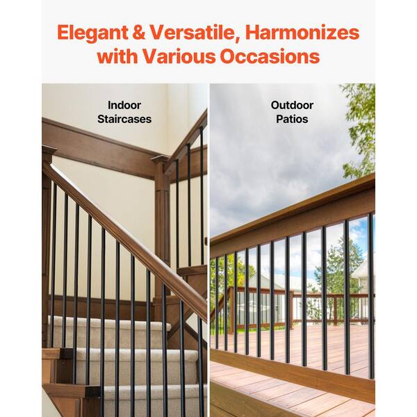 thumbnail image 2 of Muzata 100-Pack Aluminum Deck Balusters - 26 Inch Round Black Spindles For Railing Systems 2 of 5