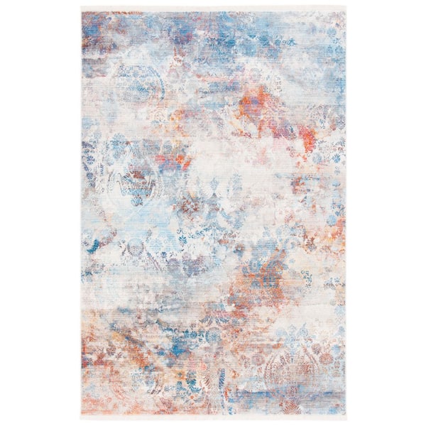 Vintage Persian 3 ft. x 4 ft. Blue/Beige Ornate Marble Area Rug