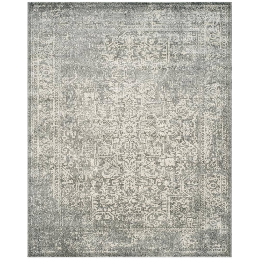 Evoke Silver/Ivory 11 ft. x 15 ft. Distressed Border Medallion Area Rug price history on PriceWatchPro