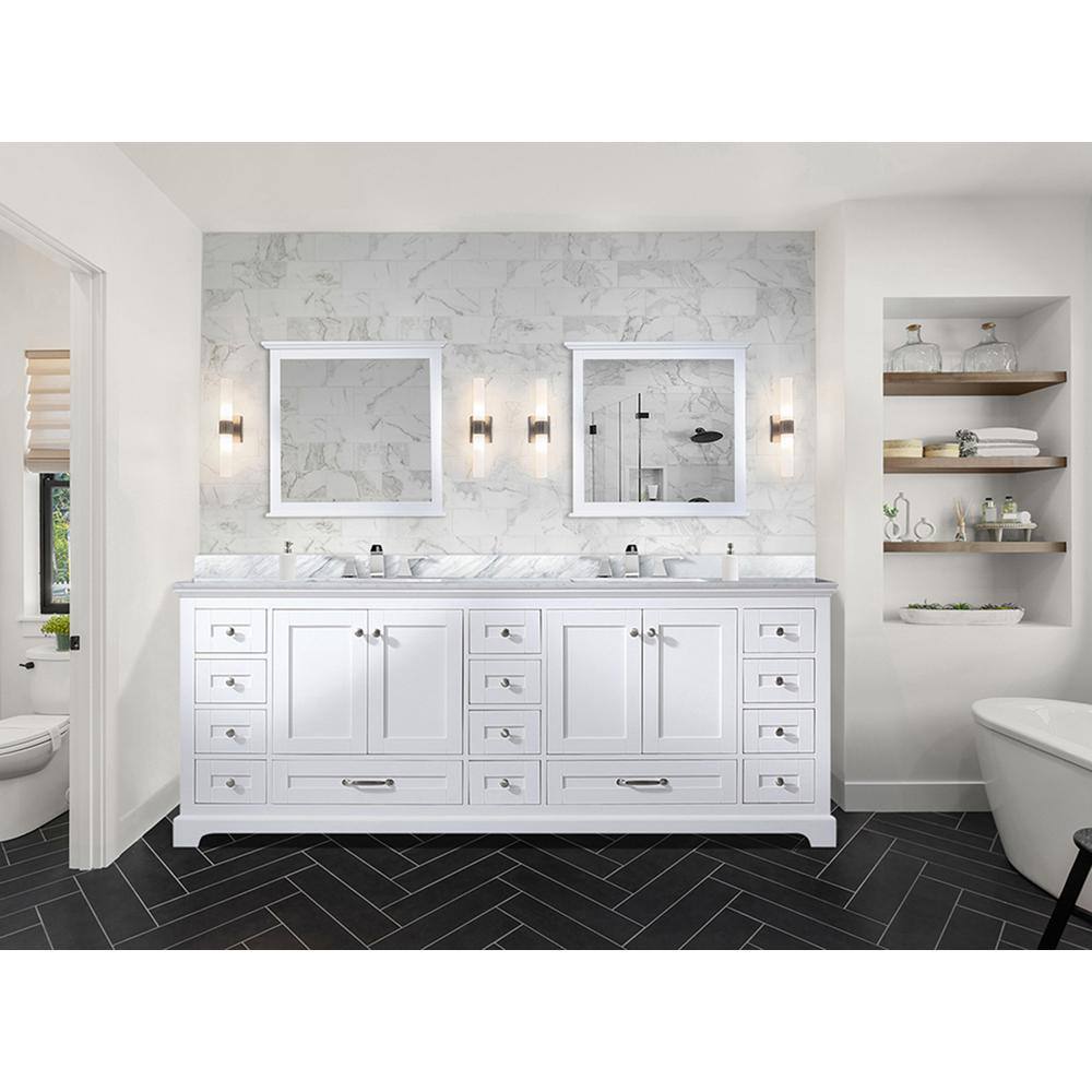 White Double Freestanding Vanity with Ample Storage