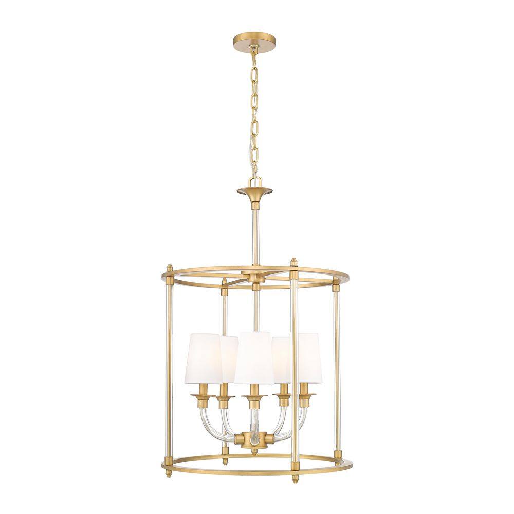 Katerina 5 Light Rubbed Brass Shaded Empire Chandelier for Indoor Use with 