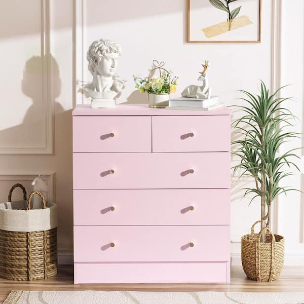 Karl home Pink 5-Drawer 25. 98in. Wide Chest of Drawers K1G52005494 - The  Home Depot