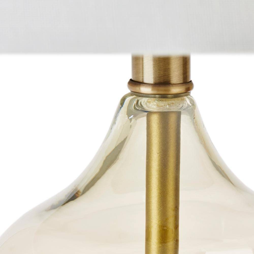 Gold Gourd Shape Glass Table Lamp Set with Drum Shade