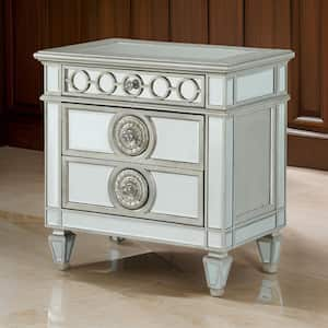 32 in. Silver 3-Drawer Wooden Nightstand